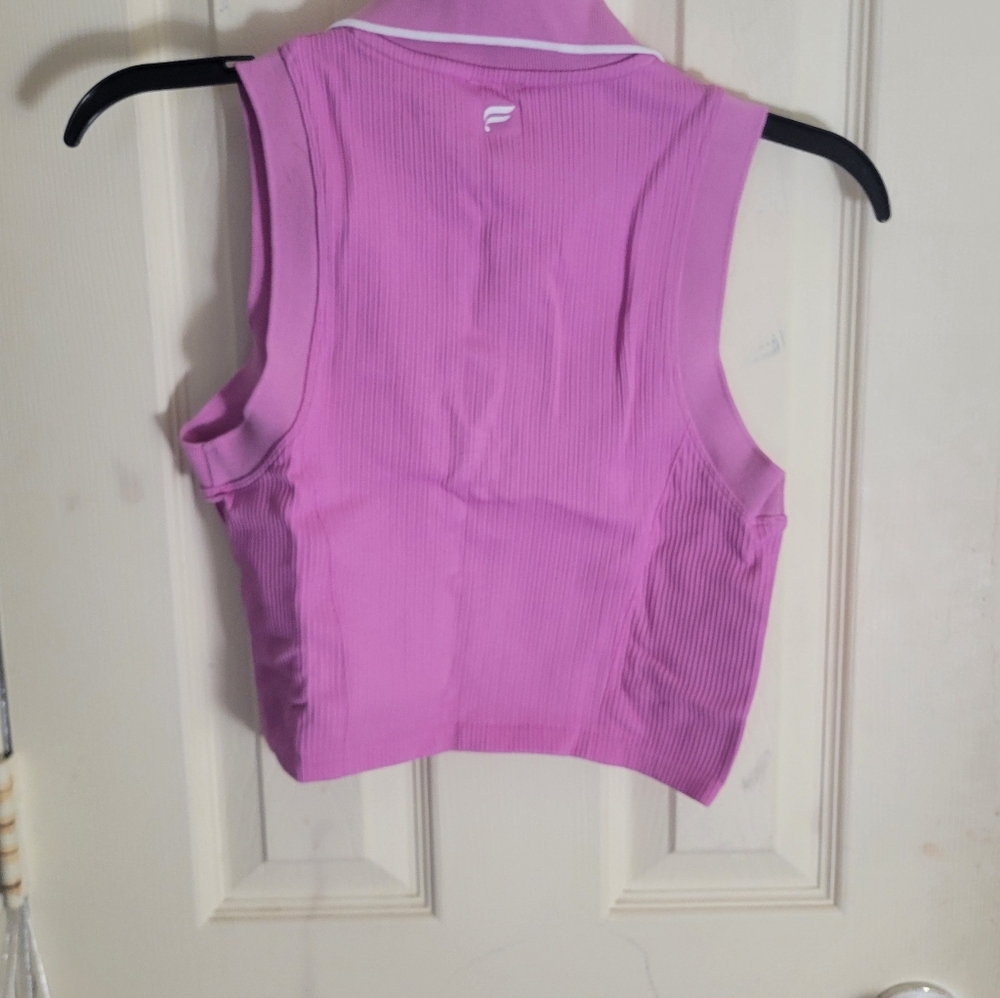 Fabletics Pink Ribbed Seamless Cropped Tank - Picture 6 of 6
